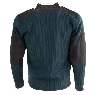Dutch Commando Wool Sweater Emerald Blue Full Zip | Small, , large